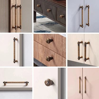 3.75" 5" 7.5" Antique Brass Cabinet Pulls, Mid Century MCM Kitchen Hardware