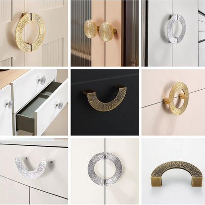 2.5“ Brass Sunburst Half Moon Drawer Pull & Circle Knob