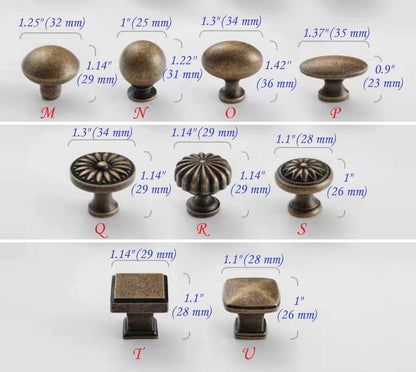 Classic Antique Bronze Cabinet Knob, Solid Brass, Retro Vintage Victorian Rustic Kitchen Hardware