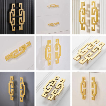 2" 2.75" Brass Greek Key Drawer Pull Handles - Oriental Style