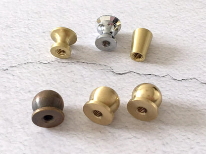1/2" Dia Mini Drawer Pull, Brass Jewelry Box Knobs, Tiny Crystal Hardware