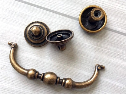 4.25" Drawer Pull Bail Drop Handles Antique Brass - 4 1/4" Center-to-Center