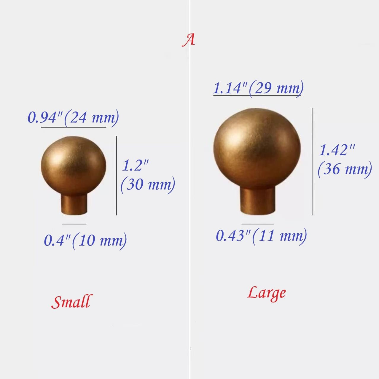 Warm Antique Brass Globed Cabinet Knobs - Vintage Look