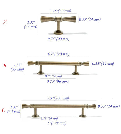 Brass Cabinet Bar Handles, T-shaped Drawer Pull, Kitchen Hardware