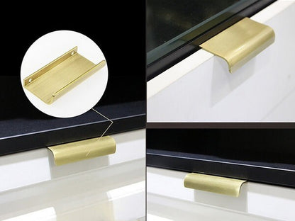 Brass Tab Edge Drawer Pull -  Brushed Gold