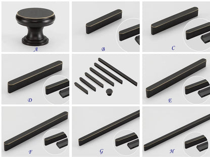 Solid Brass Cabinet Pulls, Simple Minimalism, Brushed Gold Brass, Matte Black, Coffee Bronze