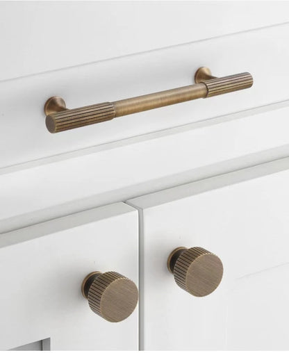 Fluted Brass Cabinet Pulls, Antique Bronze Knurled Kitchen Hardware