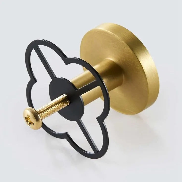 Brass Clover Back Plate for Drawer Knobs, Brushed Gold, Polished Chrome, Matte Black