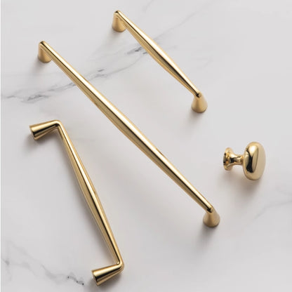 3.75" 5" 7.5" Polished Gold Drawer D Pull & Oval Dresser Knob - Luxury Kitchen Cabinet Door Handle