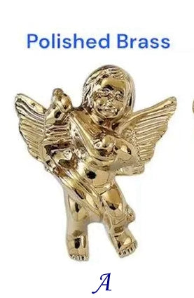 Angel Cupid Design Cabinet Knobs, Solid Brass, Gold, Silver and Bronze