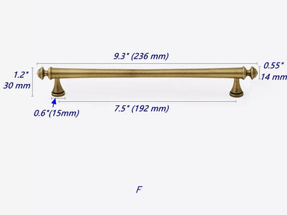 Brass T-shaped Bar Cabinet Pulls, Drawer Knobs, Antique Bronze, Kitchen Hardware