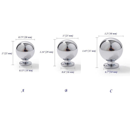 Polished Chrome Brass Cabinet Bar Handles, Ball Knobs, Contemporary Kitchen Hardware
