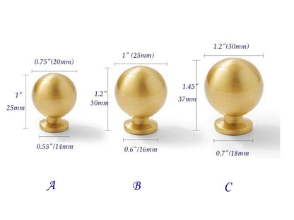 Brass Cabinet Bar Handles, Ball Knobs, Kitchen Hardware