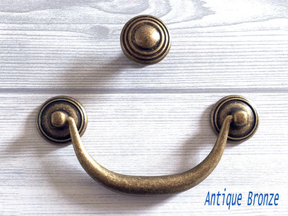 4.25" 4.5" Vintage Style Bail Drawer Pulls Handle Knob Dark Antique Bronze Black
