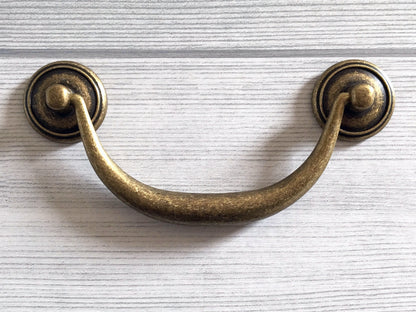 4.25" 4.5" Vintage Style Bail Drawer Pulls Handle Knob Dark Antique Bronze Black