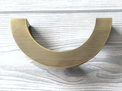 Half Circle Cabinet Handles, MCM Drawer Pulls 3.75" 5" Centers, Gold Nickel Black Bronze