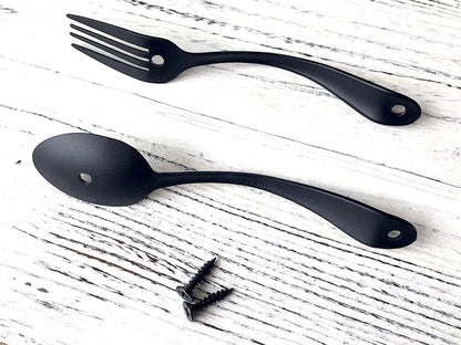 Spoon Fork Farmhouse Style Kitchen Cabinet Pulls, Antique Black