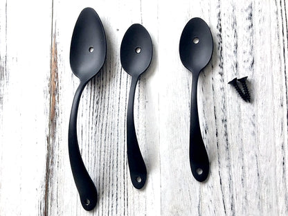 Spoon Fork Farmhouse Style Kitchen Cabinet Pulls, Antique Black