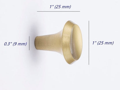 Brass Circle Knobs, Brushed Gold, Modern Kitchen Cabinet Hardware