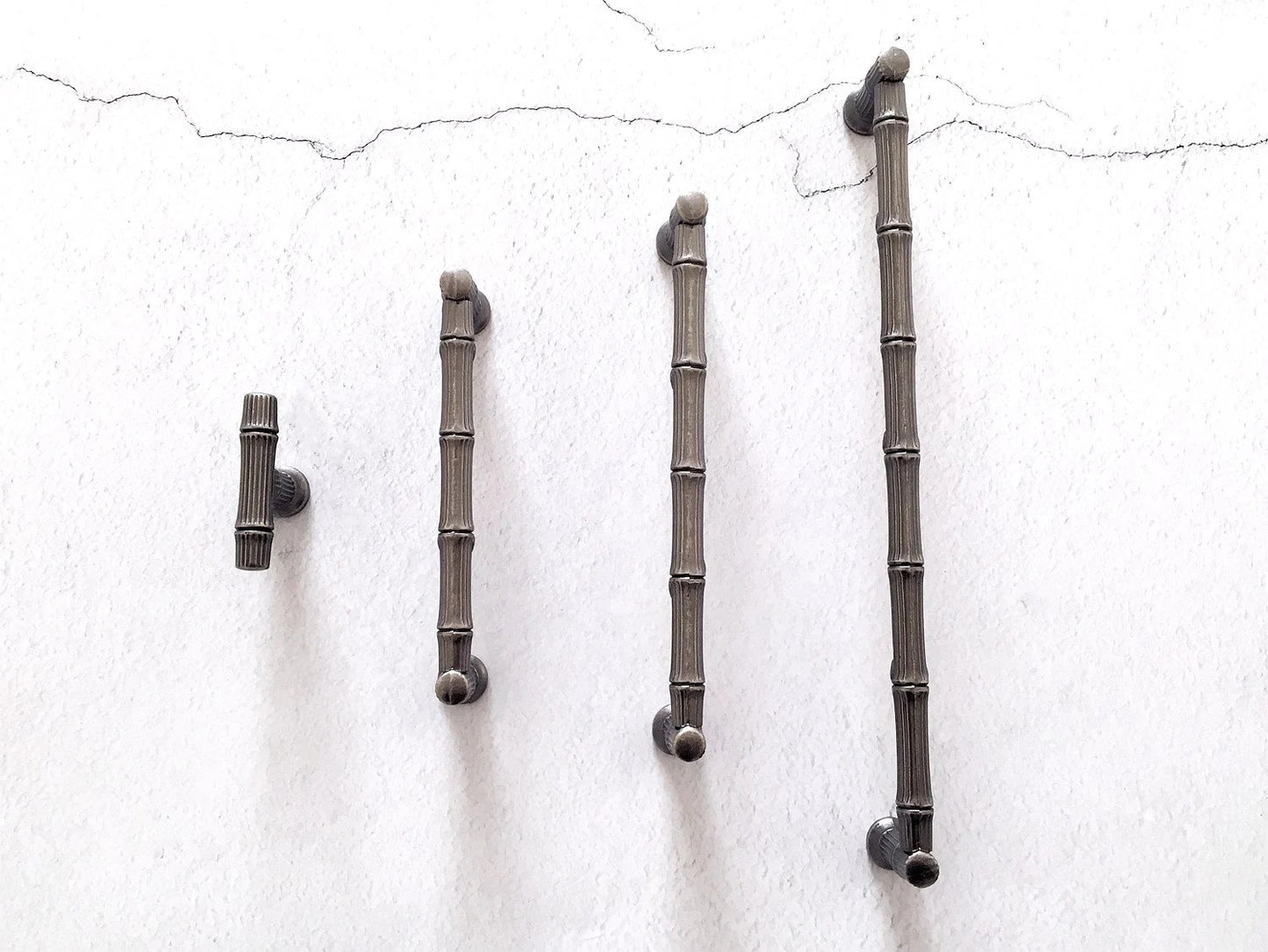 Bamboo Drawer Pulls Cabinet Handle Knob Antique Pewter 96 128 192 mm Holes