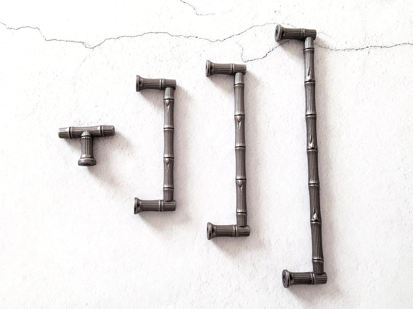 Bamboo Drawer Pulls Cabinet Handle Knob Antique Pewter 96 128 192 mm Holes