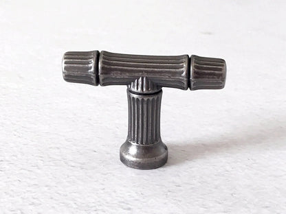 Bamboo Drawer Pulls Cabinet Handle Knob Antique Pewter 96 128 192 mm Holes