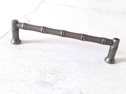 Bamboo Drawer Pulls Cabinet Handle Knob Antique Pewter 96 128 192 mm Holes