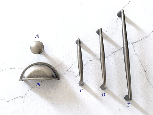 Poignée de tiroir en étain antique de 7,6 cm, 9,5 cm, 12,7 cm, 19,1 cm, quincaillerie de meuble-lavabo rétro