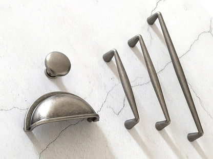 Poignée de tiroir en étain antique de 7,6 cm, 9,5 cm, 12,7 cm, 19,1 cm, quincaillerie de meuble-lavabo rétro