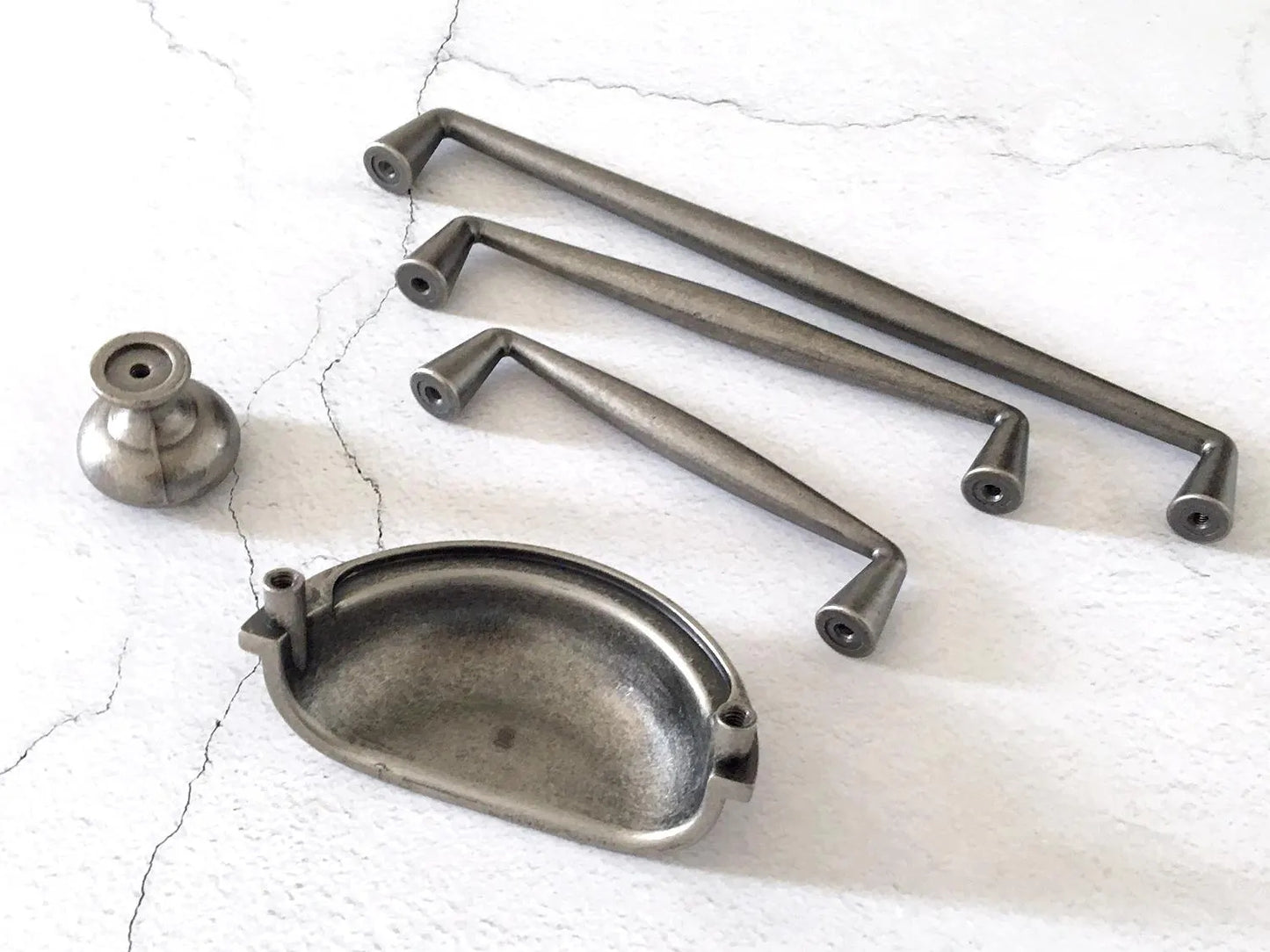 Poignée de tiroir en étain antique de 7,6 cm, 9,5 cm, 12,7 cm, 19,1 cm, quincaillerie de meuble-lavabo rétro