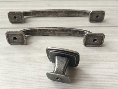 3.75" 5" Antique Pewter Cabinet Pulls - Rustic/Industrial