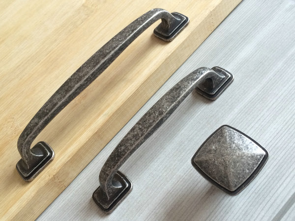 3.75" 5" Antique Pewter Cabinet Pulls - Rustic/Industrial