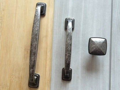 3.75" 5" Antique Pewter Cabinet Pulls - Rustic/Industrial