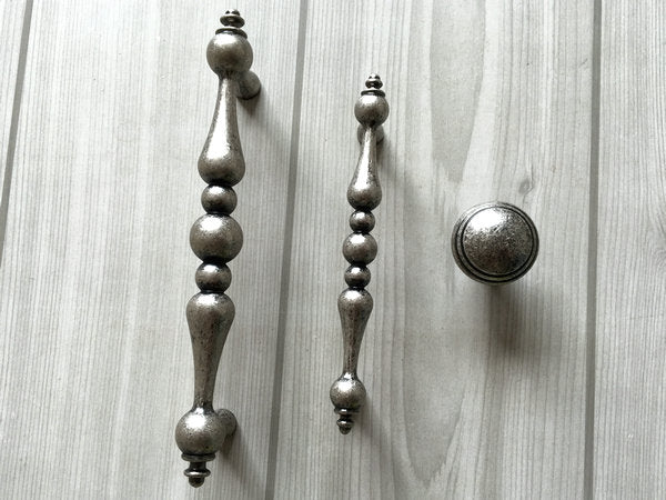 3.75" 5" Antique Pewter Cabinet Pull & Drawer Knob, Retro Kitchen Hardware