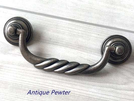 4.5" Drawer Pull Drop Bail, Vintage Style,  Antique Pewter Black Bronze