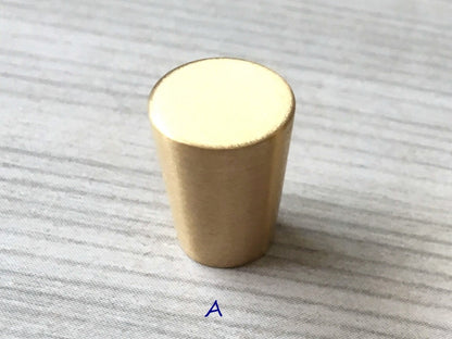 Tapered Brass Knob, Cone Drawer Pulls, Mid Century Modern Kitchen Hardware, Brushed Gold