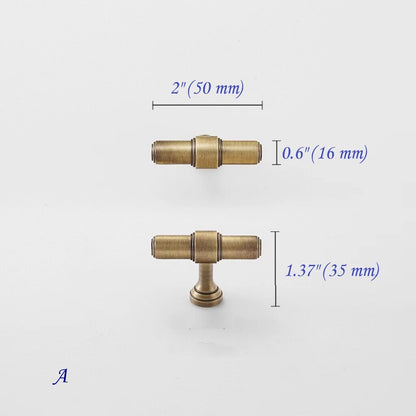Cabinet Bar Handles, Solid Brass, Antique Bronze, Retro Kitchen Hardware