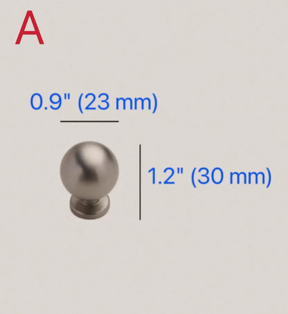Brushed Nickel Cabinet D Handles and Ball Knobs, Modern Minimalist, 6.25" 5" 7.5" Centers