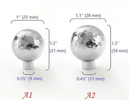 Silver Hammered Brass Drawer Knobs, Polished Chrome, Modern Kitchen Cabinet Hardware