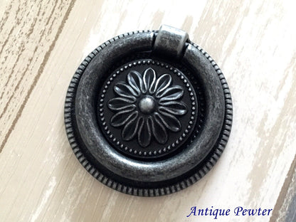 Aged Bronze Ring Drawer Pulls Pendant Drop Cabinet Door Knobs Lynns Hardware