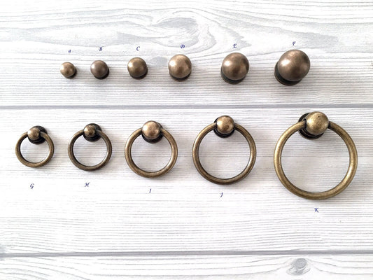 Antique Bronze Ball Knob Drop Ring