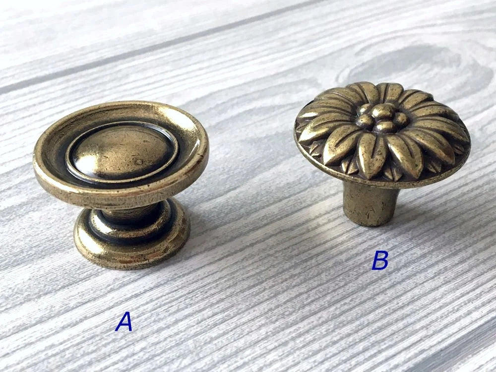 Antique Brass Drawer Knob Dresser Pulls MCM Hardware