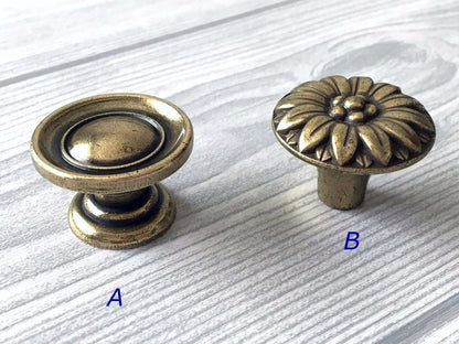 Antique Brass Drawer Knob Dresser Pulls MCM Hardware