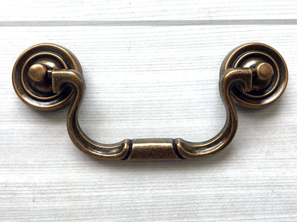 Antique Brass Drawer Pull Drop 4 Inches