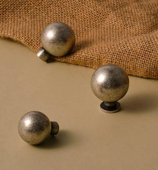Antique Pewter Ball Knob Brass