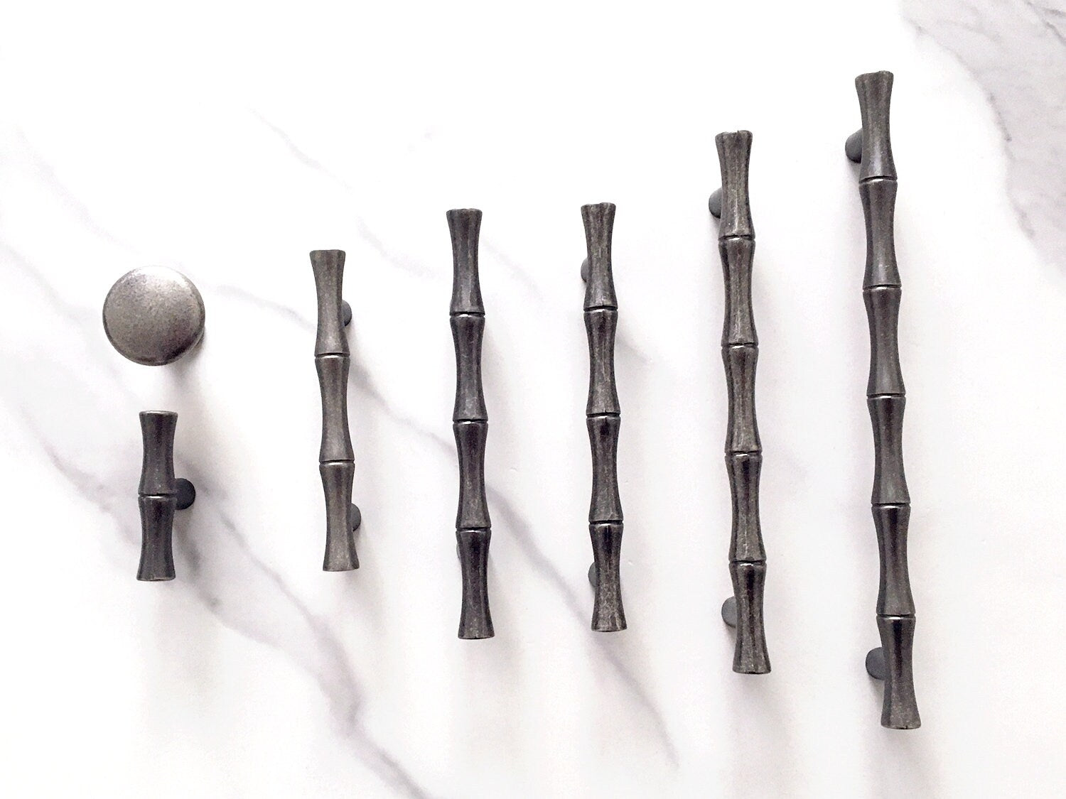 Antique Pewter Bamboo Cabinet Handles