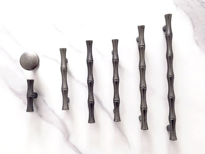 Antique Pewter Bamboo Cabinet Handles