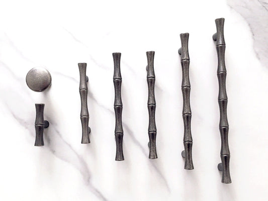 Antique Pewter Bamboo Cabinet Handles