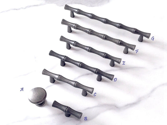 Antique Pewter Bamboo Cabinet Pulls