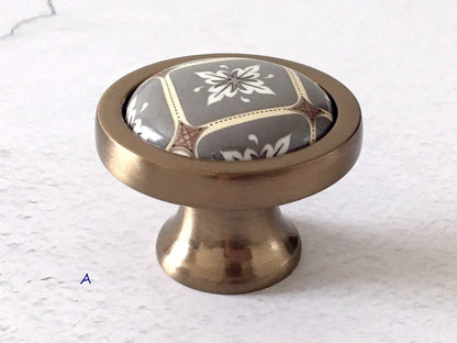 Bohemian Cabinet Pulls, Diamond Pattern, Porcelain, 3.75" and 5" centers
